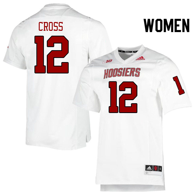 Women #12 Miles Cross Indiana Hoosiers College Football Jerseys Stitched-Retro White